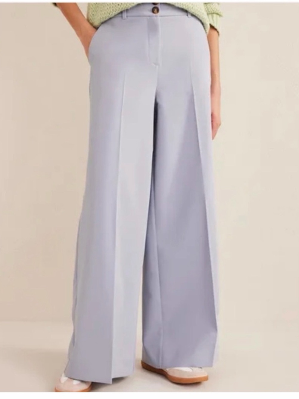 Boden High Rise Wide Leg Trousers in Pale Blue, US 8, Inseam 28 1/4”